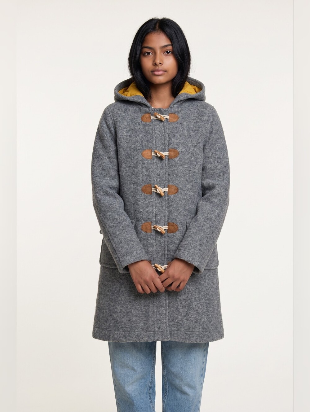Mini Boden Wool Blend Hooded Duffle Coat